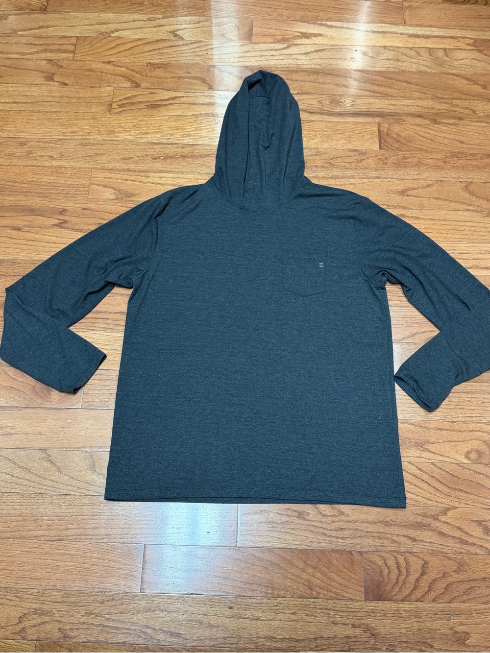 Free Fly Mens Bamboo Hooded Long-Sleeve Lightweight Pullover Charcoal Gray Sz XL
